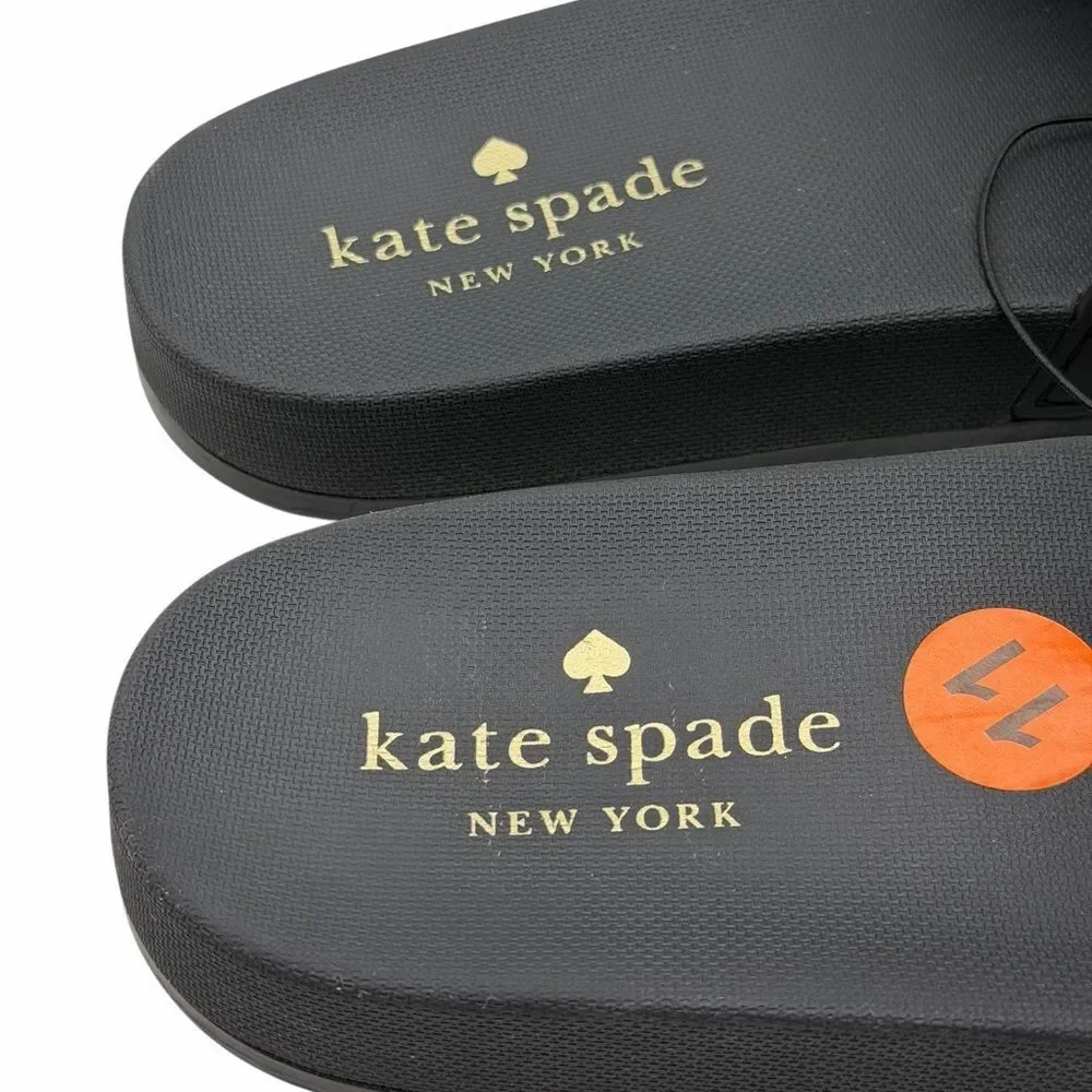 NWT Kate Spade Black Logo Slide Sandals Size 11